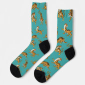 Chaussette Tiger sur Motif Turquoise (Gauche)