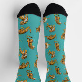 Chaussette Tiger sur Motif Turquoise (Haut)