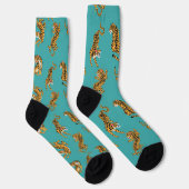 Chaussette Tiger sur Motif Turquoise (Droite)