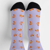 Chaussette Tigre bébé mignon sur chaussettes violettes (Haut)