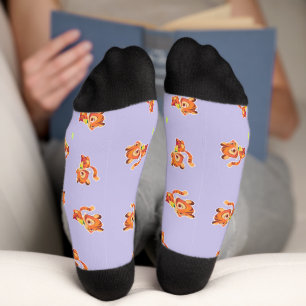 Chaussette Tigre bébé mignon sur chaussettes violettes