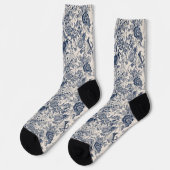 Chaussette Toile bleue vintage Fleurie (Gauche)