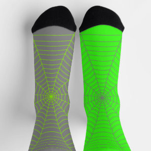 Chaussette Toile d'araignée verte néon Halloween différente