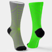 Chaussette Toile d'araignée verte néon Halloween différente (Angulaire)