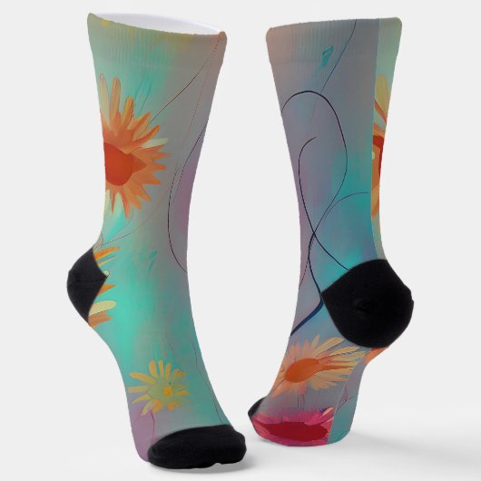 Chaussette Tons feutrés tournesols abstraits (Angulaire)