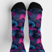 Chaussette tons violets, colibri en vol (Haut)
