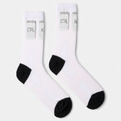Chaussette Touches CTRL ALT DEL de SlipperyJoe trois blanches (Droite)