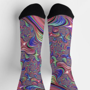 Chaussette Tourbillon Abstrait Coloré Spirale Fractale Psyché