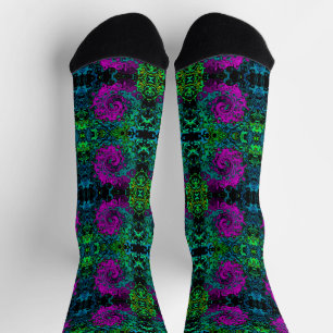 Chaussette Tourbillon de liquide artistique abstrait magenta