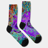 Chaussette Tourbillon Liquide Abstrait Rétro Coloré Violet (Droite)
