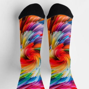 Chaussette Tourbillon Moderne Abstrait Arc-en-Ciel Vibrant