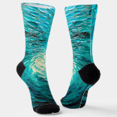 Chaussette Tourbillon océan turquoise abstrait (Angulaire)