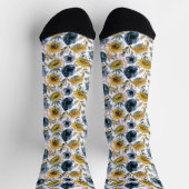 Chaussette Tournesol bleu fleur motif floral (Haut)