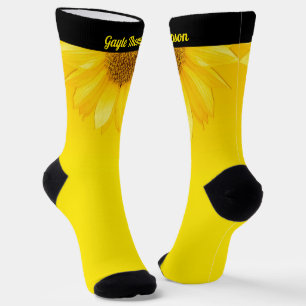 Chaussette Tournesol jaune lumineux amusant avec nom personna