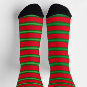 Chaussette Traditional Red And Green Christmas Stripes (Haut)