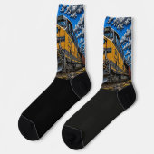 Chaussette Train moteur diesel jaune effet 3D (Gauche)