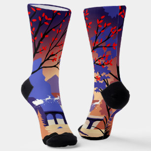 Chaussette Traîneau de Noël de Santa de la forêt crépusculair