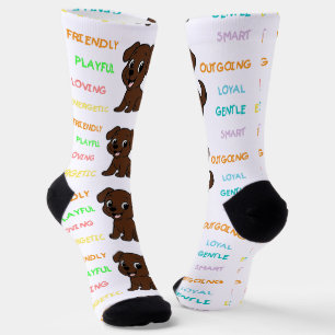 Chaussette Traits de Labrado Retriever Chocolat de Dessin Ani