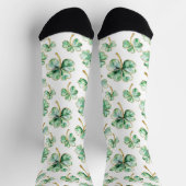 Chaussette Trèfles Vert Blanc Or Fête de la Saint-Patrick (Haut)