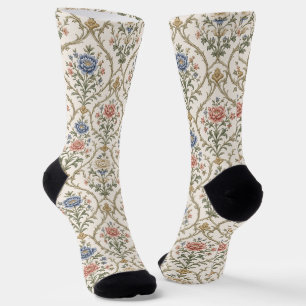 Chaussette Treillis Floral Sophistiqué Structuré