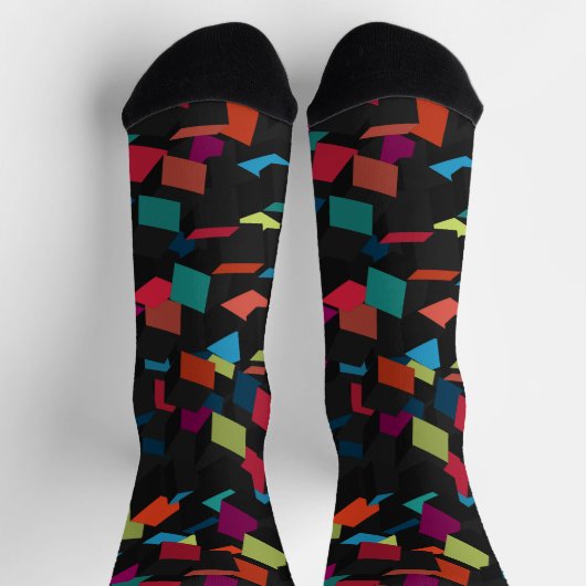 Chaussette Trendy Abstract Geometric Cube Pattern (Haut)