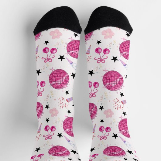 Chaussette Trendy Disco Celebration Party Seamless Pattern (Haut)