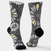 Chaussette Trendy Gray and Yellow Floral (Angulaire)