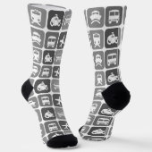 Chaussette Trendy Travel Icons Black and White Pattern (Angulaire)