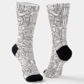 Chaussette Trésor Caché-Noir Et Blanc Moderne Géométrique (Angulaire)