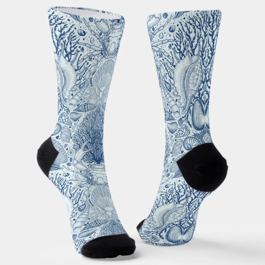 Chaussette Trésors de plage en bleu (Angulaire)