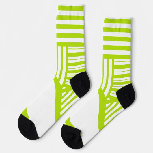 Chaussette Triangle en Lime Vert et Blanc (Gauche)