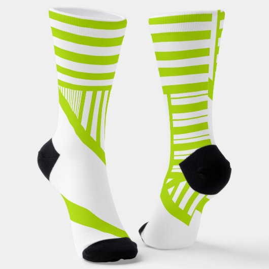 Chaussette Triangle en Lime Vert et Blanc (Angulaire)