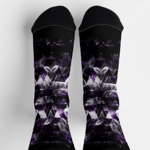 Chaussette Triangle géométrique violet fumé motif de galaxie
