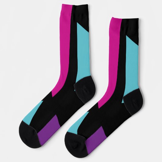 Chaussette Triangles en rose, violet, bleu et noir (Gauche)