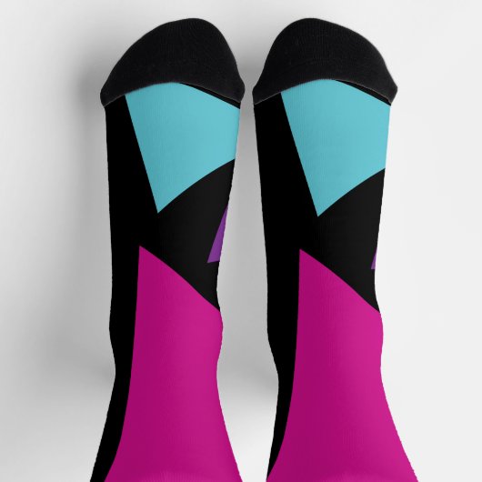 Chaussette Triangles en rose, violet, bleu et noir (Haut)