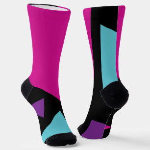 Chaussette Triangles en rose, violet, bleu et noir