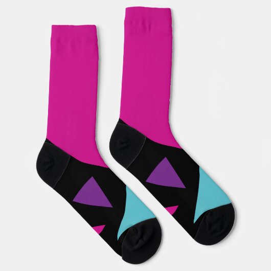 Chaussette Triangles en rose, violet, bleu et noir (Droite)