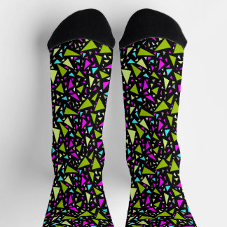 Chaussette Triangles green crimson colors on black background