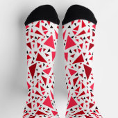 Chaussette triangles rouges cramoisis sur fond blanc rétro (Haut)