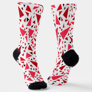 Chaussette triangles rouges cramoisis sur fond blanc rétro