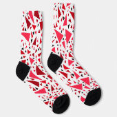 Chaussette triangles rouges cramoisis sur fond blanc rétro (Droite)
