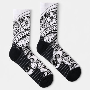 CHAUSSETTE TRIBAL POLYNÉSIEN HIBISQUE