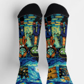 Chaussette Trick or Treat Zombies - Van Gogh Starry Halloween (Haut)