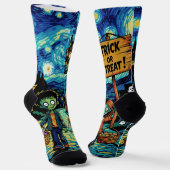 Chaussette Trick or Treat Zombies - Van Gogh Starry Halloween (Angulaire)