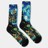 Chaussette Trick or Treat Zombies - Van Gogh Starry Halloween (Droite)