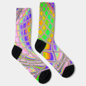 Chaussette Tripant Groovy Vibrant Art Digital Fractal Abstrai (Droite)