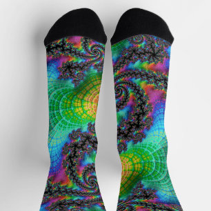 Chaussette Tripant Hippie Psychédélique Spirale Arc-en-Ciel F