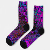 Chaussette Trippy Black et Magenta Retro Liquid Swirl (Gauche)