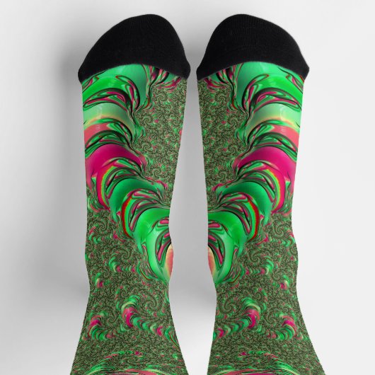 Chaussette Trippy Funky Psychedelic Super Spiral Fractal Art (Haut)