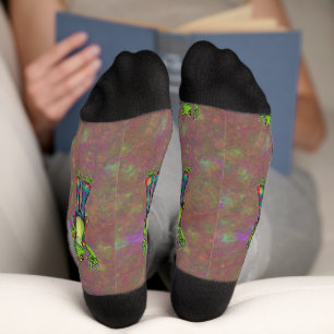 Chaussette Trippy Hippie Psychedelic Frog Paix Rétro Unique